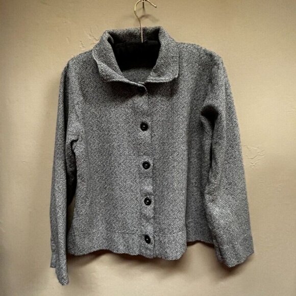 Habitat Jackets & Blazers - Habitat Women Button Front Jacket Small Long Sleeve Textured Cotton Blend Gray
